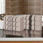 Superior Zero Twist Cotton Solid & Jacquard Floral Hand Towel Set of 6