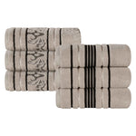 Superior Zero Twist Cotton Solid & Jacquard Floral Hand Towel Set of 6