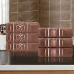 Superior Zero Twist Cotton Solid & Jacquard Floral Hand Towel Set of 6