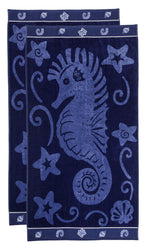 Sea Horse Oversized Cotton Beach Towel Set of 2 Piece