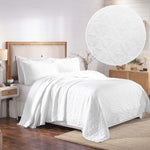 100% Cotton Matelassé Bedspread Set Lightweight Celtic Wedding Ring Jacquard (3-Piece)