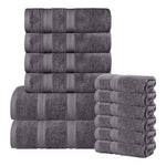 Superior Smart Dry Zero Twist Cotton Medium Weight 12 Piece Towel Set