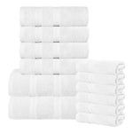 Superior Smart Dry Zero Twist Cotton Medium Weight 12 Piece Towel Set