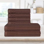 Superior Soho Cotton Ribbed Textured Absorbent Hand and Bath Towel Set