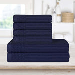 Superior Soho Cotton Ribbed Textured Absorbent Hand and Bath Towel Set