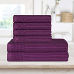 Superior Soho Cotton Ribbed Textured Absorbent Hand and Bath Towel Set