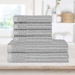 Superior Soho Cotton Ribbed Textured Absorbent Hand and Bath Towel Set