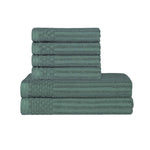 Superior Soho Cotton Ribbed Textured Absorbent Hand and Bath Towel Set