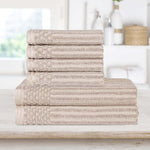 Superior Soho Cotton Ribbed Textured Absorbent Hand and Bath Towel Set