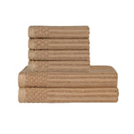 Superior Soho Cotton Ribbed Textured Absorbent Hand and Bath Towel Set