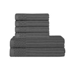 Superior Soho Cotton Ribbed Textured Absorbent Hand and Bath Towel Set