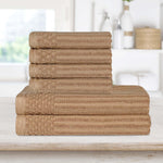 Superior Soho Cotton Ribbed Textured Absorbent Hand and Bath Towel Set