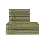 Superior Soho Cotton Ribbed Textured Absorbent Hand and Bath Towel Set