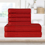 Superior Soho Cotton Ribbed Textured Absorbent Hand and Bath Towel Set
