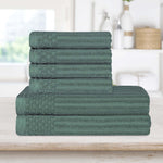 Superior Soho Cotton Ribbed Textured Absorbent Hand and Bath Towel Set