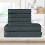 Superior Soho Cotton Ribbed Textured Absorbent Hand and Bath Towel Set