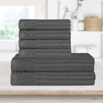 Superior Soho Cotton Ribbed Textured Absorbent Hand and Bath Towel Set