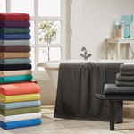 Superior Soho Cotton Ribbed Textured Absorbent Hand and Bath Towel Set