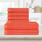 Superior Soho Cotton Ribbed Textured Absorbent Hand and Bath Towel Set