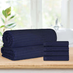 Superior Soho Cotton Ribbed Textured Hand Towel and Bath Sheet Set