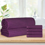 Superior Soho Cotton Ribbed Textured Hand Towel and Bath Sheet Set