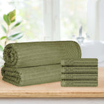 Superior Soho Cotton Ribbed Textured Hand Towel and Bath Sheet Set
