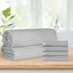 Superior Soho Cotton Ribbed Textured Hand Towel and Bath Sheet Set