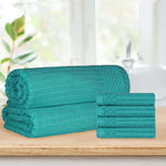 Superior Soho Cotton Ribbed Textured Hand Towel and Bath Sheet Set
