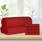 Superior Soho Cotton Ribbed Textured Hand Towel and Bath Sheet Set