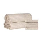 Superior Soho Cotton Ribbed Textured Hand Towel and Bath Sheet Set