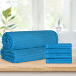 Superior Soho Cotton Ribbed Textured Hand Towel and Bath Sheet Set