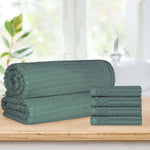 Superior Soho Cotton Ribbed Textured Hand Towel and Bath Sheet Set