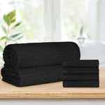 Superior Soho Cotton Ribbed Textured Hand Towel and Bath Sheet Set