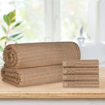 Superior Soho Cotton Ribbed Textured Hand Towel and Bath Sheet Set