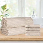 Superior Soho Cotton Ribbed Textured Hand Towel and Bath Sheet Set