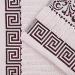 Superior Cotton 8-Piece Towel Set with Greek Scroll and Floral Pattern