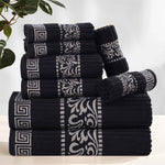 Superior Cotton 8-Piece Towel Set with Greek Scroll and Floral Pattern