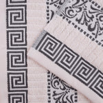Superior Cotton 8-Piece Towel Set with Greek Scroll and Floral Pattern