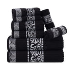 Superior Cotton 8-Piece Towel Set with Greek Scroll and Floral Pattern