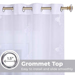 Traditional Embroidered Damask Sheer Grommet Curtain Panel Set