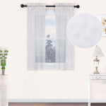 Traditional Embroidered Scroll Sheer Grommet Curtain Panel Set