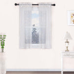 Traditional Embroidered Scroll Sheer Grommet Curtain Panel Set