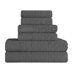 Turkish Cotton Herringbone Jacquard Assorted 6 Piece Towel Set
