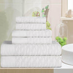 Turkish Cotton Herringbone Jacquard Assorted 6 Piece Towel Set