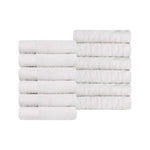 Superior Turkish Cotton Jacquard Herringbone Solid 12 Piece Face Towel