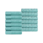 Superior Turkish Cotton Jacquard Herringbone Solid 12 Piece Face Towel
