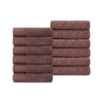 Superior Turkish Cotton Jacquard Herringbone Solid 12 Piece Face Towel