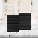 Superior Turkish Cotton Jacquard Herringbone Solid 12 Piece Face Towel