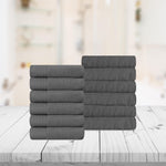 Superior Turkish Cotton Jacquard Herringbone Solid 12 Piece Face Towel