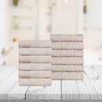 Superior Turkish Cotton Jacquard Herringbone Solid 12 Piece Face Towel